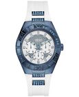 Guess U0653L2 Women's Sky Blue Sporty White Silicone Band Multifunction Watch