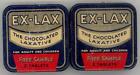 LOT OF 2 OLD EX-LAX SAMPLE MEDICAL RX TINS Empty Pharmacy Medicine Tin