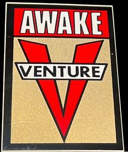 Vintage 1980’s Venture Awake Skateboard Trucks Sticker w/Gold Red & White