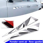 2pcs  Chrome Car Auto Air Flow Fender Side Vent Decoration Stickers Accessories