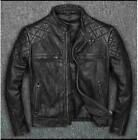 Men Leather Jacket Cafe Racer Motorcycle Biker Black Distressed Genuine Leather
