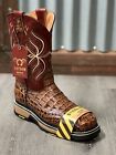 MEN'S STEEL TOE WORK BOOTS PRINT ALLIGATOR SAFETY DUAL SOLE SQUARE TOE BOTAS 830
