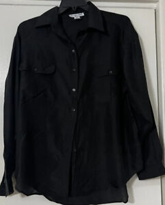 Anna and Frank Career Casual Black Button Up Silk Blouse Shirt Top Sz 20W Sale!!