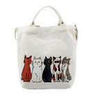 Women Cartoon Lucky Cats Canvas Tote Shopping Handbag Beach Purse Shoulder Bag