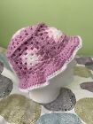 Handmade Crochet Multicolor Pink Granny Square Bucket Hat
