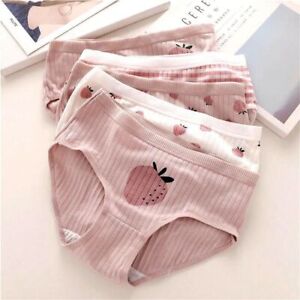Cute Sweet Strawberry Briefs-Breathable Mid Waist Underwear Women Cotton Panties