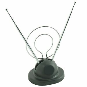 (1) Universal Antenna Indoor Rabbit Ear for Color TV UHF VHF HDTV with 3ft Cable