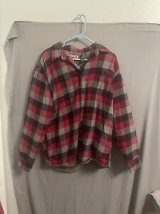 Wrangler Buffalo Plaid Sherpa Lined Flannel Shirt Jacket Side Pockets Size Large