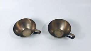 New ListingVintage Brass Tea Cups D handle decorative heavy metal golden bronzed lot of 2