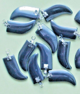 10 Hematite Stone Tribal Shark Tooth Pendants jewelry Wholesale Bulk Lot Resale