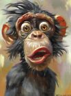New Listingoriginal painting 30 x 40 cm 102ChOl oil paints surprised monkey portrait