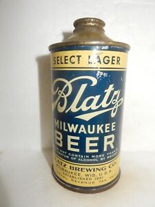 Blatz Beer Cone Top   like 153-9 but SELECT LAGER in blue letters  Empty !!