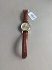 Relic Watch Men 38mm Gold Tone Day Date Brown Band New Battery NWT