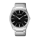 Citizen Men's Eco-Drive Silver Stainless Steel Black Dial Watch 38MM AR3071-87E