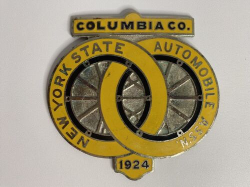 VTG 1924 Columbia County NEW YORK STATE AUTOMOBILE ASSOCIATION Car Club Badge