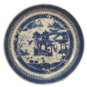 Antique Chinese Qing Blue White Porcelain Blue Willow Plate A