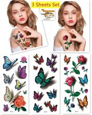 3 Sheets Temporary Waterproof 3D Butterfly Flowers Tattoos Stickers Body Art