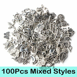 Wholesale 100pcs Bulk Tibetan Silver Mix Charms Pendants Jewelry Making DIY Yc