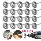 60Pc Rotary Steel Wire Brass Brush Drill Polishing Cup Wheel Set Tool for Dremel