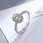 925 Sterling Silver Round Shaped Zirconia Adjustable Ring Girl's wedding Jewelry