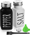 Salt and Pepper Shakers Set Cute Salt Shakers Vintage Glass Black and White