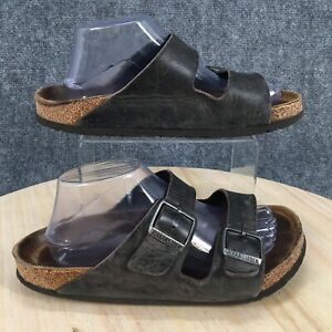 Birkenstock Sandals Mens 41 Arizona Slide Brown Leather Casual Open Toe Buckle
