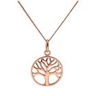 Rose Gold Plated Sterling Silver Tree of Life Necklace 14-32