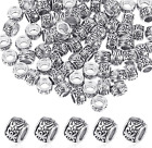 100 PCS Silver round Spacer Beads with Large Hole, 8Mm Tibetan Plated Jewelry Be