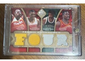 2009 SP NBA Game Used Fabric Foursomes Malone/Olajuwon/Wilkins/Robertson /5