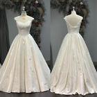 Vintage Wedding Dresses 1950s Satin Ivory 3D Flowers V Neck 60s Bridal Gowns