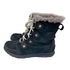 Sorel Explorer Joan Black Suede Lined Winter Boots NL3039-010 Women Sz 8.5