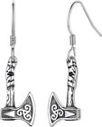 Silvora Drop Earrings Norse Viking Axe Jewellery Thor's Hammer Sterling Silver