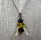 Murano Glass, Handcrafted Lovely Bee Pendant & 925 Sterling Silver Necklace