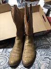 Sanders Camel Color Leather Cowboy Boots Walking Heel 11.5 D Western