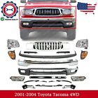 Front Chrome Bumper Complete Kit + Grille + Lights For 2001-2004 Toyota Tacoma
