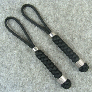 2 PACK Handmade Paracord Knife Lanyard With Steel Bead / Keychains Pendant