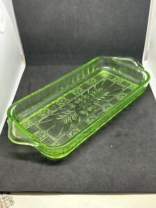 vintage green glass butter covered dish