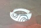 Vintage Lucite Ring Clear Reverse Painted White Black Swirl Enamel Band Size 7.5