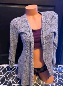 Maurices Women’s Heather Grey Open Front Lightweight Cardigan Sweater Sz Med