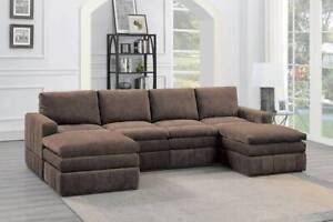 New ListingModern Mink Morgan Fabric Plush  6pc Set Modular Sofa Set Living Room Furniture