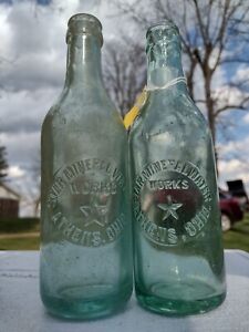 Lot Of Two Different Blown In Mold Star Mineral Water Works Soda Bottles From...