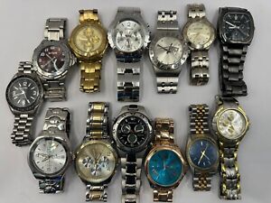 Mixed Brands Mens Watches ALL METAL Lot Of 13 For Parts Or Repair I1