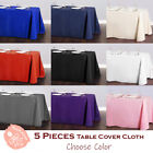 5 pc Rectangle Tablecloth Table Cover Party Wedding Linen Colors Choose Size