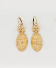 14k Yellow Gold Dangling Oval Shape Vintage Earrings