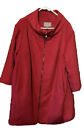 Jessica London Trench Coat Red Zip Down Wool Blend Plus Size 22 W. Lined. Warm!