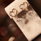 Fashion Rhinestone Heart Earrings Stud Dangle Crystal Wedding Party Women Gift