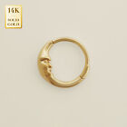 14K Solid Gold Moon Hoop Piercing Cartilage Daith Helix Tragus Conch Rook 18G