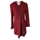 Prairie Underground Hoodie Long Coat Jacket Button Up Organic Small Red USA Made