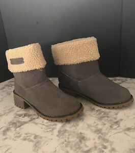 NEW! Casual Snow Ankle Boots Adjustable Warm Faux Fur Lined In Gray Women’s 8.5