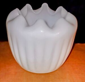 Vintage Reverse-Ruffled Milk Glass Tulip Vase